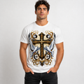 Cross & Doves T-Shirt — Ornate Gold Christian Faith Tee
